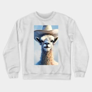 Alpaca wearing hat Crewneck Sweatshirt